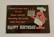 Vintage 1974 Russ Berrie GLAD LIBS Happy Birthday SIGN Funny SEALED Prune Cake