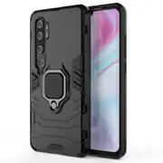 2PCS For Xiaomi Mi CC9 Pro / Mi Note 10 / Mi Note 10 Pro PC + TPU Shockproof Protective Case with Magnetic Ring Holder(Black)