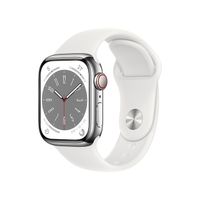 Apple Watch Series 8 GPS + Cellular 41mm Silver Stainless Steel Case White Sport Band - Regular
