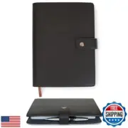 CASE ELEGANCE Black Full Grain Premium Leather Refillable Journal Cover with