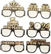 ABOOFAN 18pcs 2024 New Year Decorative Glasses Happy New Year Glasses New Years Eve Glasses Party Glasses Neon Men Happy Year 2024 Glow Sticks Bulk Eyeglasses 2024 New Year Glasses Paper