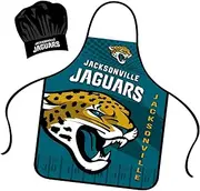 Mojo Licensing Jacksonville Jaguars Apron Chef Hat Set Full Color Universal Size Tie Back Grilling Tailgate BBQ Cooking Host, Team Color