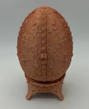 Egg Trinket Candy Container Sovereign Shell With Stand Faberge Like Decor Copper