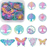 Rainbow Charms Bulk Stainless Steel Butterfly Pendants Tree of Life Findings 48p