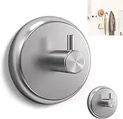 AILUROPODA 2 Pack Stainless Steel Vacuum Suction Cup, Removable Shower Suction Hooks for Windows, Glass, Mirror, Tile, Bathroom Towel Hook for Hanging, Loofah, Robe (Silver)