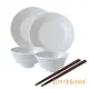 Just Home日本製線沐陶瓷碗盤6件餐具組-飯碗+盤+筷(日本製 中式飯碗 盤)