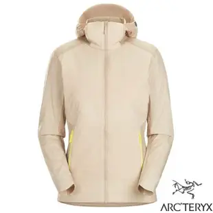 【ARCTERYX 始祖鳥】女款 輕量抗水耐磨纖維連帽保暖外套 Atom 防風夾克_幸福粉/火花橘_30788