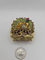 Peacock Trinket box handmade by Keren Kopal & Austrian crystals Faberge