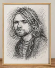 KURT COBAIN NIRVANA DRAWING PRINT PORTRAIT SKETCH 8" x 10" WALL ART PRINT