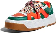 [LUCKY STEP] Women’s Platform Fashion Sneakers Lace up Casual Faux Leather Comfortable Thick Sole Tennis Walking Shoes