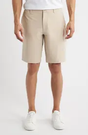 BOSS Commuter Slim Fit Performance Shorts in Medium Beige at Nordstrom, Size 36