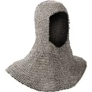 Medieval Aluminum Chainmail coif 9 mm Flat riveted with washer coif / hood