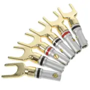 6 Pcs Speaker Cable Connector Banana Plugs with Spade Connectors