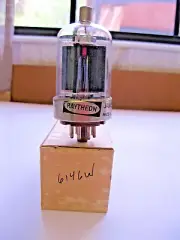 NOS RAYTHEON JAN-6146W VACUUM TUBE, BLACK SMOOTH PLATE, O GETTER, TV-7 TESTED.