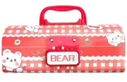 Plastic Stylish Bear Stationary Geometry Box For School Students Red Color