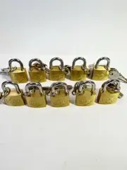 Qty-10 Brass 3/4 X 1-1/2 Miniature Mini Jewelry Chest Box Display Padlock 3-Key
