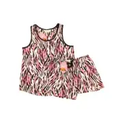 Peter Alexander Womens Pink Zebra Print Pyjama Set Tank Top & Shorts New