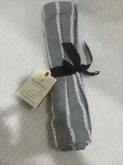 Hearth & Hand Magnolia Dobby Woven Rib Stripe Table Runner Faded BlueWhite 14x72