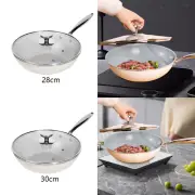Nonstick Wok with Lid Flat Bottom Fry Wok for Induction Stovetop Gas Stoves