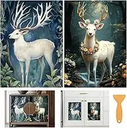 6 Sheets Forest Deer Rub on Transfers for Furniture Vintage Floral Rub on Transfer Sticker for DIY Crafts Iod Transfers Stickers for Wood Dresser Glass Window Decals Waterproof 6"x12"