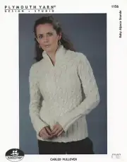 Cabled Pullover - Plymouth Yarn KNITTING PATTERN 1156 Baby Alpaca Grande 36"-41"