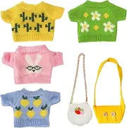 4Pcs Teddy Bear Clothes with 2Pcs Bag, Cute Sweater Stuffed Animal Clothes Fit for 8-12 Inches Plush Doll, Cute Stuffed Animal for DIY Dressing Bear Toy Doll Baby