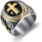 [Generic] Praying Hands Cross Ring - Religious Inspirational Jewellery Titanium Steel Holy Cross Band