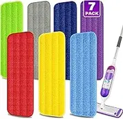 MEXERRIS 7 Pack Reusable Microfiber Mop Pads for Swiffer Power Mop - Refills Compatible With 13''-15'' Spray Floor Mops for Hard Wood Floors