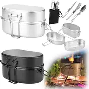 Combat Rice 2 Type 2 Type 2 Rice Utensil Set Included, Camping Rice, Steam-cooking, Mestin, 2-Layer Type, Cookware, Solo Camping, Mountain Climbing, Home Cooking, BBQ, Bonfire Cooking, Barbecue,