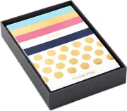 Hallmark Thank You Cards Assortment, Preppy Gold Foil Stripe Dot (50 Thank You Notes with Envelopes for Wedding, Bridal Shower, Baby Shower, Business, Graduation