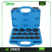 15pc 3/8 1/2in Drive Ratchet Extension Large Tool Crow foot Flare Nut Wrench Set