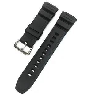 替換錶帶 替換卡西歐MCW-100H W-S220 HDD-S100橡膠錶帶黑色樹脂手錶帶配件