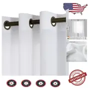 Crossweave Textured White Curtains 105” - Stylish Semi-Sheer Grommet Drapes