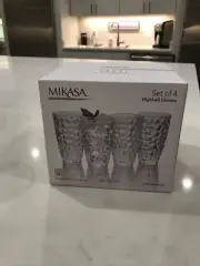 MIKASA EAU DE VIE 4 PC SET ALL PURPOSE HIGHBALL CRYSTAL GLASSES 11.5 OZ 340 ML