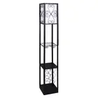 Sarantino Metal Etagere Floor Lamp with Wine Holder Shelf Sofa Reading Lamps