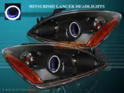 2004 2005 2006 MITSUBISHI LANCER PROJECTOR HEADLIGHTS BLACK ONE HALO CCFL (for: Mitsubishi)