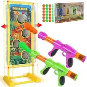 Shooting Game Toy for Age 6, 7, 8, 9, 10+ Years Old Boys and Girls, Popper Air Toy Guns with Moving Shooting Target & 24 Foam Balls, Outdoor Garden Toys Gifts - Compatible with Nerf Toy Guns