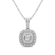Miracle Halo Necklace with 0.16ct of Diamonds in Sterling Silver