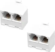 Mellisso 2X 2-Way 6P4C RJ11 Modular Phone Telephone Wall Adapter and Splitter for Landline Telephone