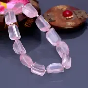 Natural Rose Quartz Gemstone Faceted Nuggets Shape Beads 10mm-14mm 8'' Strand