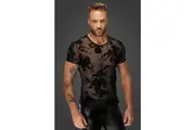 Elevate your style with the XYZ Embroidered T-Shirt: Men's Sensual Flock Embroidery Tee in Midnight Blue