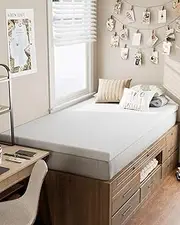 Twin XL Mattress Topper, Mattress Topper Twin Extra Long, Ferlizer 2 Inch Memory Foam Mattress Topper Twin XL for College Dorm with Removable Bamboo Cover and Straps