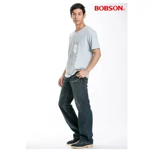 BOBSON 男款皮革口袋中直筒牛仔褲1714-52