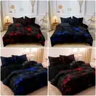 Ultra Soft Grid Checked Quilt Duvet Cover Bedding Set Single Double Queen King