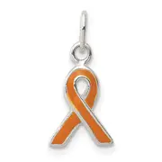 Sterling Silver Orange Enameled Awareness Charm