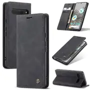 CaseMe Google Pixel 7 Pro 5G Classic PU Leather Folio Case Cover [Black]