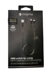 GENUINE Mophie Pro Switch Tip Cable USB-A to Apple & Micro USB 1.2m