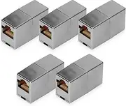 DIGITUS DN-93901 - RJ45 Coupler Cat 5e - Pack of 5 - LAN Cable Extension - Cat5e Network Cable Connector - PoE Compatible - Modular Coupling - for Switch, DSL, Modem, Router, PC - Silver