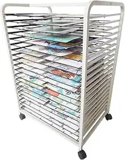 White Mobile Art Drying Rack, 20 Tier Drying Rack Art Studio, Educational Products Drying Rack, Space Saving Rack (for A2/4K Artwork/Paintings)