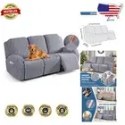 Luxury Light Grey Recliner Couch Cover - Jacquard, Elastic Fit for Pets & Kids